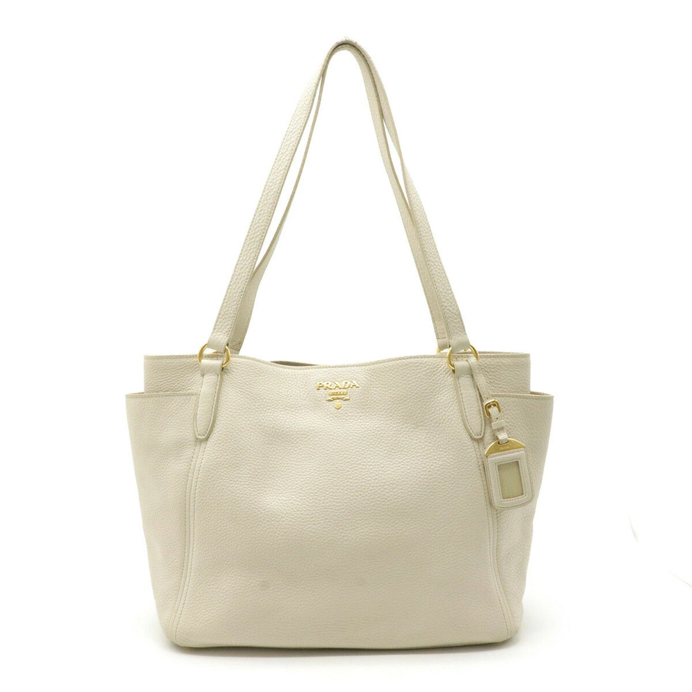 Prada Tote Tessuto Saffiano Bag Shoulder Hobo Leather Ivory White